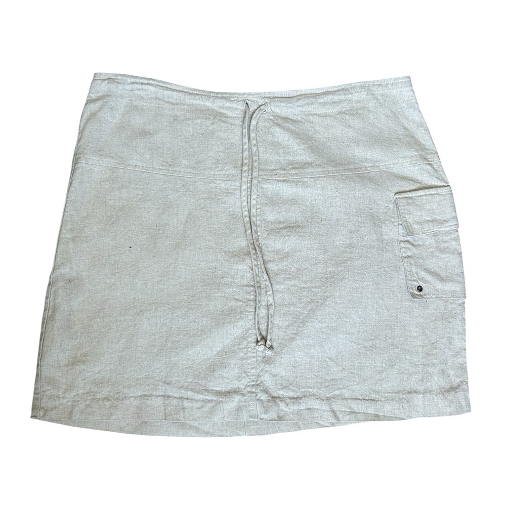 Wrapper Linen Blend Natural Color Mini Skirt with Drawstring size 9
